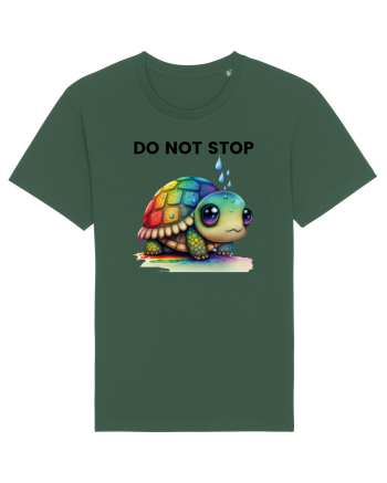 Broasca testoasa pictata in acuarela cu mesajul Do Not Stop Bottle Green