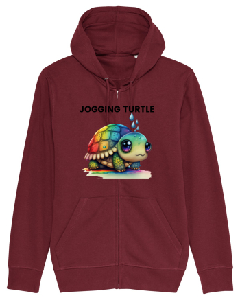 Broasca testoasa pictata in acuarela cu mesajul Jogging Turtle Burgundy