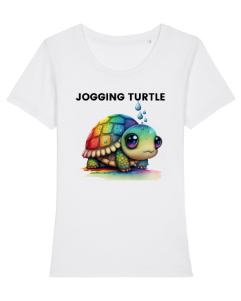 Broasca testoasa pictata in acuarela cu mesajul Jogging Turtle White