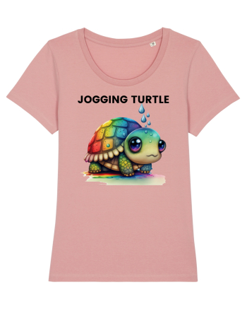 Broasca testoasa pictata in acuarela cu mesajul Jogging Turtle Canyon Pink