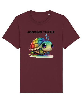 Broasca testoasa pictata in acuarela cu mesajul Jogging Turtle Burgundy