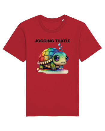 Broasca testoasa pictata in acuarela cu mesajul Jogging Turtle Red