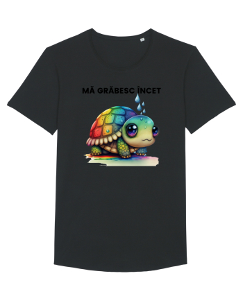 Broasca testoasa pictata in acuarela cu mesajul Ma grabesc Incet Black