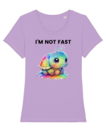 Broasca testoasa pictata in acuarela cu mesajul I'm not fast Tricou mânecă scurtă guler larg fitted Damă Expresser