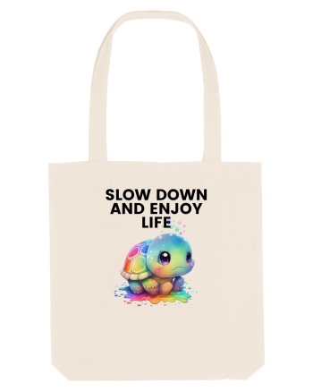 Broasca testoasa pictata in acuarela cu mesajul  Slow Down and Enjoy Life Natural