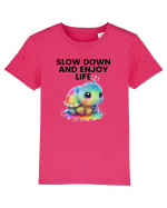 Broasca testoasa pictata in acuarela cu mesajul  Slow Down and Enjoy Life Tricou mânecă scurtă  Copii Mini Creator