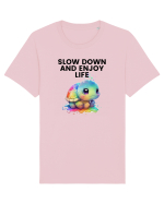 Broasca testoasa pictata in acuarela cu mesajul  Slow Down and Enjoy Life Tricou mânecă scurtă Unisex Rocker