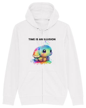 Broasca testoasa pictata in acuarela cu mesajul  Time is an Illusion White
