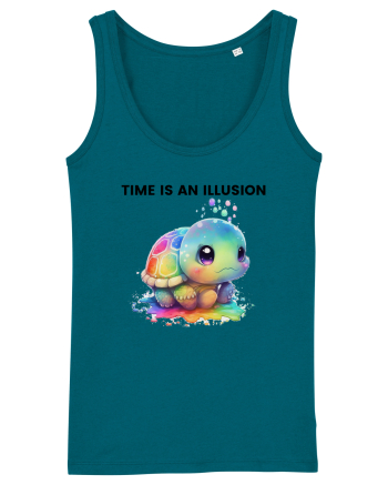 Broasca testoasa pictata in acuarela cu mesajul  Time is an Illusion Ocean Depth
