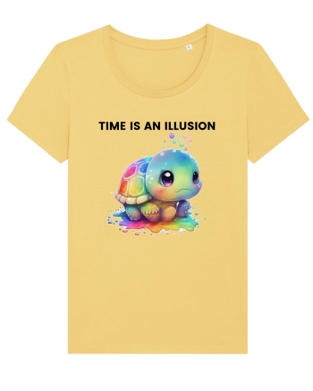 Broasca testoasa pictata in acuarela cu mesajul  Time is an Illusion Jojoba