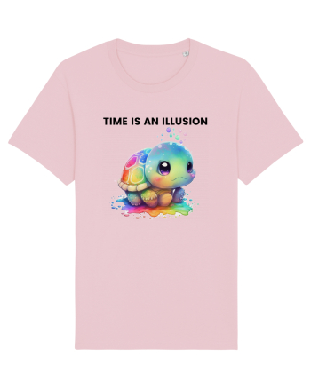 Broasca testoasa pictata in acuarela cu mesajul  Time is an Illusion Cotton Pink
