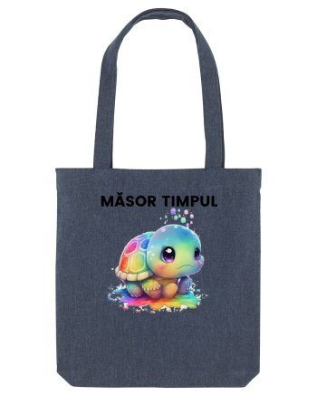Broasca testoasa pictata in acuarela cu mesajul  Masor Timpul Midnight Blue