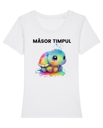 Broasca testoasa pictata in acuarela cu mesajul  Masor Timpul White