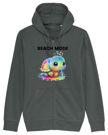 Broasca testoasa pictata in acuarela cu mesajul  Beach Mode Anthracite