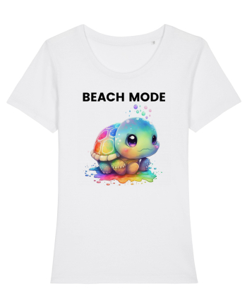 Broasca testoasa pictata in acuarela cu mesajul  Beach Mode White