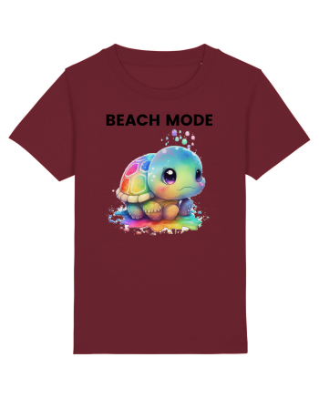 Broasca testoasa pictata in acuarela cu mesajul  Beach Mode Burgundy