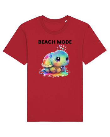 Broasca testoasa pictata in acuarela cu mesajul  Beach Mode Red