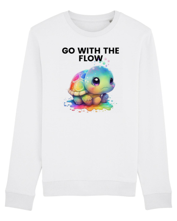 Broasca testoasa pictata in acuarela cu mesajul  Go with the Flow White