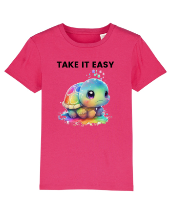 Broasca testoasa pictata in acuarela cu mesajul  Take it Easy Raspberry