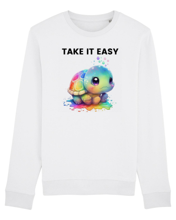 Broasca testoasa pictata in acuarela cu mesajul  Take it Easy White