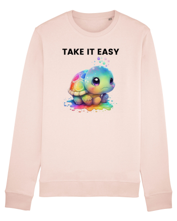 Broasca testoasa pictata in acuarela cu mesajul  Take it Easy Candy Pink