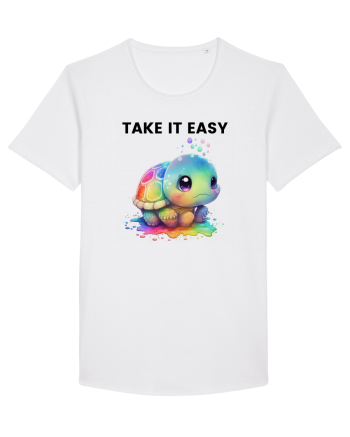 Broasca testoasa pictata in acuarela cu mesajul  Take it Easy White