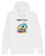 Broasca testoasa pictata in acuarela cu mesajul  Take it E.Z. Hanorac cu fermoar Unisex Connector