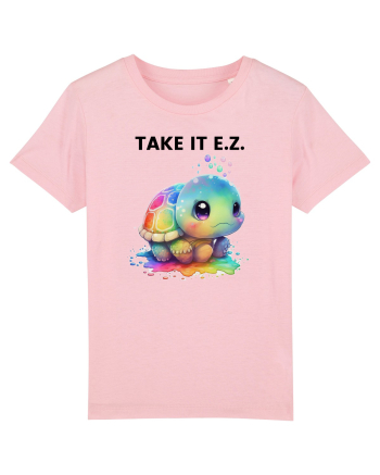 Broasca testoasa pictata in acuarela cu mesajul  Take it E.Z. Cotton Pink
