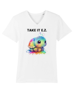 Broasca testoasa pictata in acuarela cu mesajul  Take it E.Z. Tricou mânecă scurtă guler V Bărbat Presenter