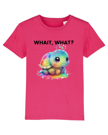Broasca testoasa pictata in acuarela cu mesajul Wait, What? Raspberry