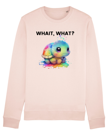 Broasca testoasa pictata in acuarela cu mesajul Wait, What? Candy Pink