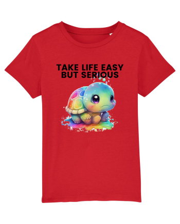Broasca testoasa pictata in acuarela cu mesajul Take Life Easy but Serious Red