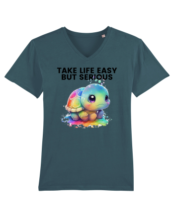 Broasca testoasa pictata in acuarela cu mesajul Take Life Easy but Serious Stargazer