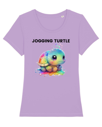Broasca testoasa pictata in acuarela cu mesajul Jogging Turtle Lavender Dawn