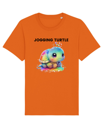 Broasca testoasa pictata in acuarela cu mesajul Jogging Turtle Bright Orange