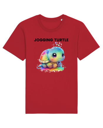 Broasca testoasa pictata in acuarela cu mesajul Jogging Turtle Red