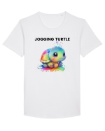Broasca testoasa pictata in acuarela cu mesajul Jogging Turtle Tricou mânecă scurtă guler larg Bărbat Skater
