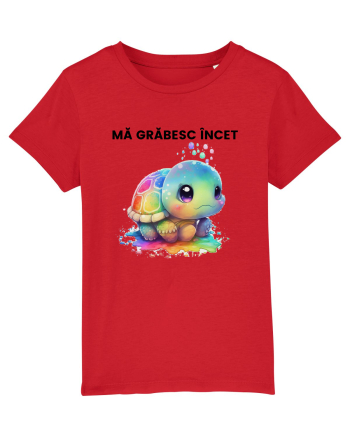 Broasca testoasa pictata in acuarela cu mesajul Ma grabesc Incet Red