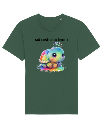 Broasca testoasa pictata in acuarela cu mesajul Ma grabesc Incet Bottle Green