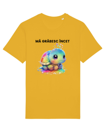 Broasca testoasa pictata in acuarela cu mesajul Ma grabesc Incet Spectra Yellow