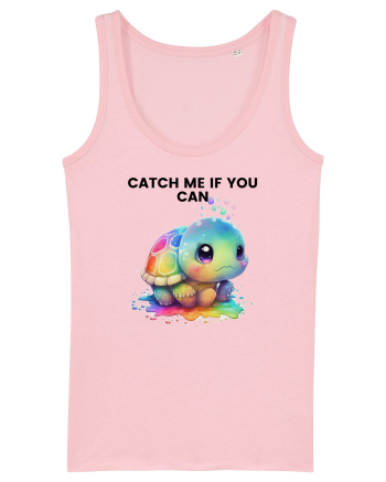 Broasca testoasa pictata in acuarela cu mesajul Catch Me If You Can Cotton Pink
