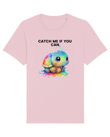 Broasca testoasa pictata in acuarela cu mesajul Catch Me If You Can Cotton Pink