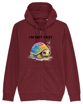 Broasca testoasa pictata in acuarela cu mesajul I'm not fast Burgundy