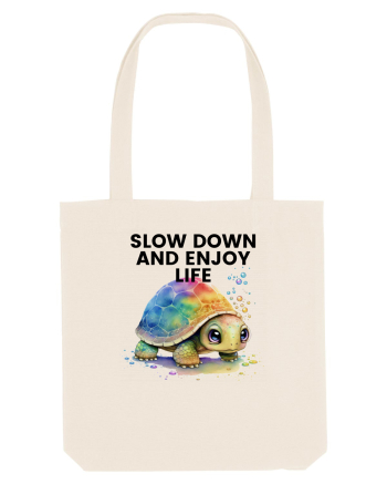 Broasca testoasa pictata in acuarela cu mesajul  Slow Down and Enjoy Life Natural