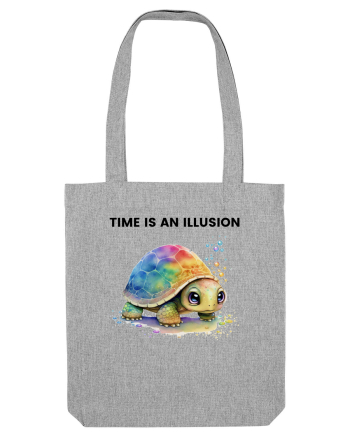Broasca testoasa pictata in acuarela cu mesajul  Time is an Illusion Heather Grey
