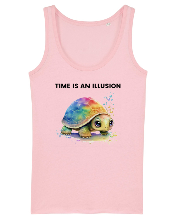 Broasca testoasa pictata in acuarela cu mesajul  Time is an Illusion Cotton Pink