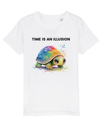 Broasca testoasa pictata in acuarela cu mesajul  Time is an Illusion White
