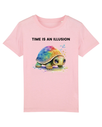 Broasca testoasa pictata in acuarela cu mesajul  Time is an Illusion Cotton Pink