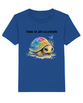 Broasca testoasa pictata in acuarela cu mesajul  Time is an Illusion Majorelle Blue