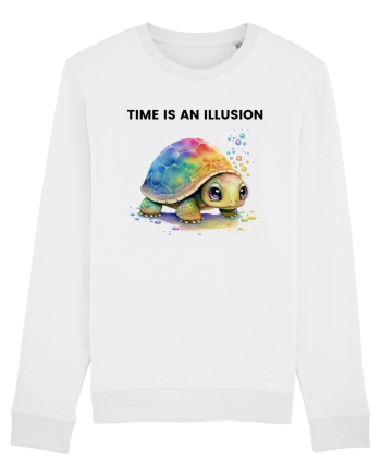 Broasca testoasa pictata in acuarela cu mesajul  Time is an Illusion White